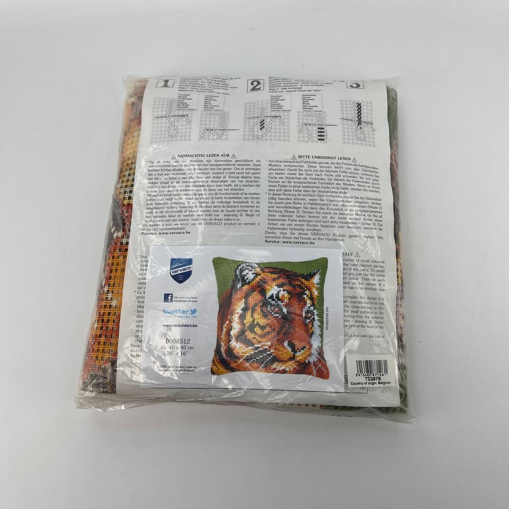 Vervaco Tiger Pillow Cover 16 x 16” TD2978 Belgium